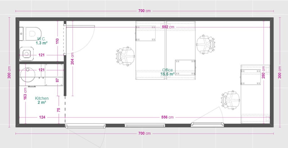 Oficina Contenedor 21 m² – Aislada, con WC y Kitchenette Listos para Usar - Imagen 8